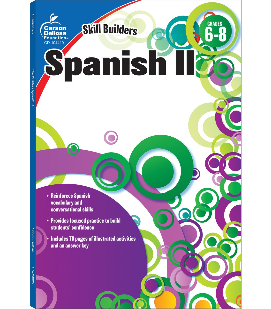 Carson Dellosa Skill Builders Level 2 Spanish Workbook for Kids Grades 6-8, Spanish Vocabulary Builder for Kids Ages 11-14, 6th– 8th Grade Spanish Workbook, Learn Spanish Parts of Speech, Time & More